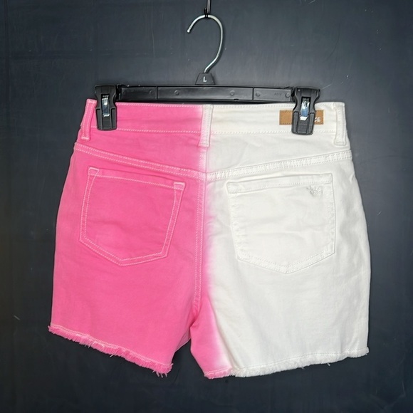 Justice Girls Size 16 Pink White Gradient Denim Shorts Cut Off Frayed - Picture 2 of 8
